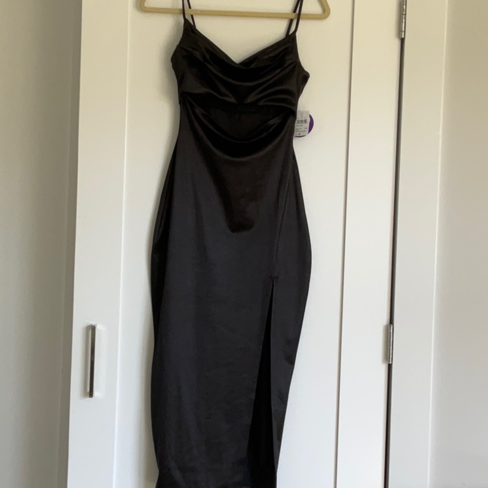 Elegant Black Satin Dress